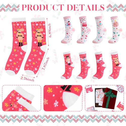 Jadive 16 Set Christmas Socks Nutcracker Women's Novelty Socks Xmas Tree Dance Ornaments for Christmas Decor Women's Gift2