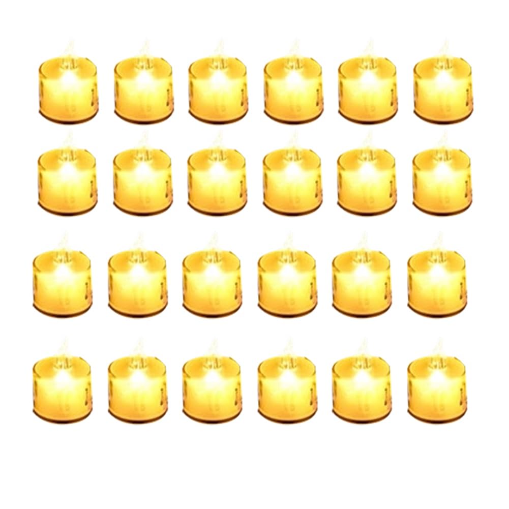 Hndhbfgrt Flameless Tea Lights 24Pcs Crystal LED Tea Lights Electric Fake Votive Candles for Wedding, Dating, Dinner
