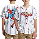 Marvel Spider-Man Boys Baseball Jersey - Novelty Fashion Vintage Sports Spidey Graphic Shirt Jersey Top for Boys (Size: 4-20), Size 10-12, Spider-Man White
