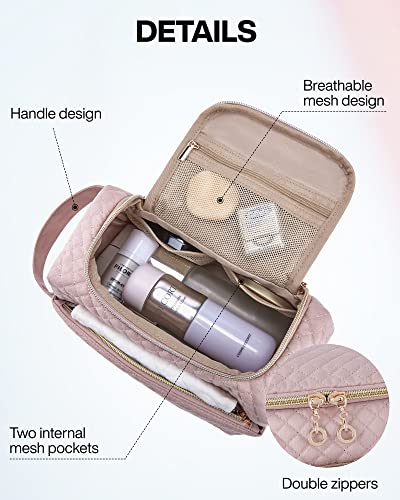 Bagsmart Toiletry Bag For Women, Large Wide-Open Travel Toiletry Bag, Water-Resistant Cosmetic Bag Makeup Organizer Door Room Essentials Travel Bag For Toiletries Accessories, Pink #TOP3