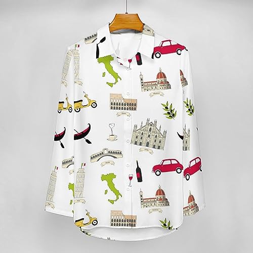 Famous Italian Landmarks Blouses for Women Hawaiian Button Down Long Sleeve Shirts Tees Tops2