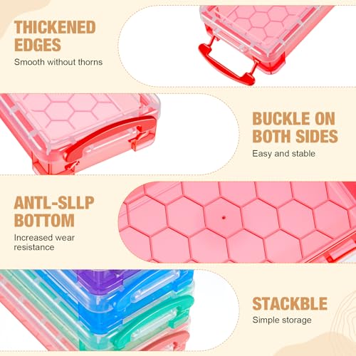 Image of Gueevin 24 Pcs Large Capacity Plastic Pencil Box Clear Plastic Pencil Case Crayon Box with Snap Tight Lid Watercolor Pen Storage Brush Organizer Drawing Tools Container (Dark)
