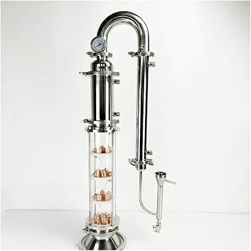 Column Distillation Machine, 4" 102mm OD119 Household Pure Copper Or SS304 Column Distillation Machine with 5th Floor Bubble Plate Set for Distillation SilverA