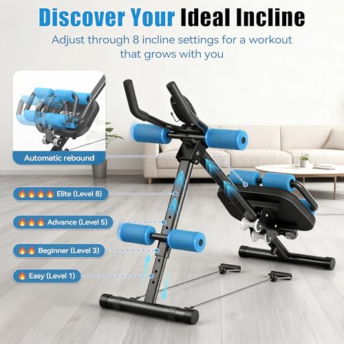 Image of EPHESPORT Multifunctional Ab Machine, Crunch & Sit-Up Core Trainer, Adjustable Ab Trainer with Knee & Back Support, Foldable, Full Body Workout Equipment for Home Gym