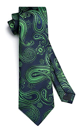 Image of HISDERN Ties for Men Paisley Floral Tie Handkerchief Classic Woven Business Formal Necktie and Pocket Square Set Wedding