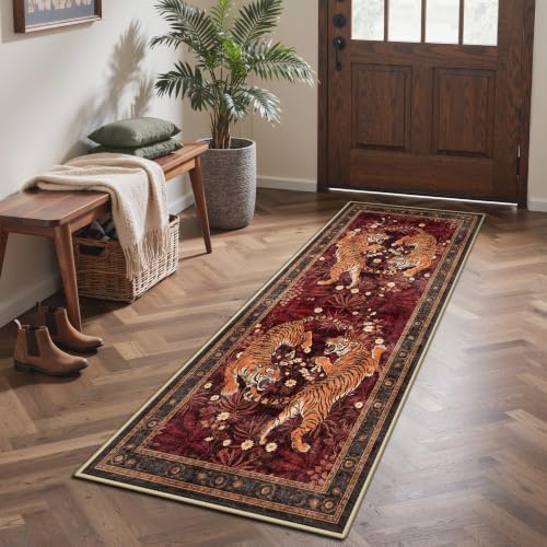 Bavni 2x6 Tiger Washable Runner Rugs for Hallway Kitchen Bathroom Non Slip