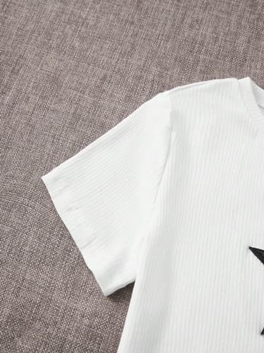 Floerns Girl's Star Print Short Sleeve Crewneck Tee Shirt with Arm Sleeve3