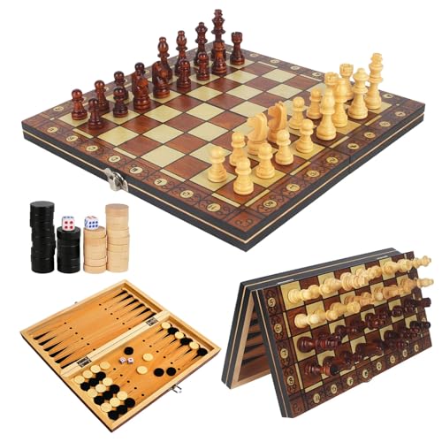 Jeu D'echecs Magnétique en Bois Pliable Portable...