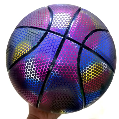 Baloncesto reflectante luminoso de cuero PU tamaño 7 como regalo original de cumpleaños