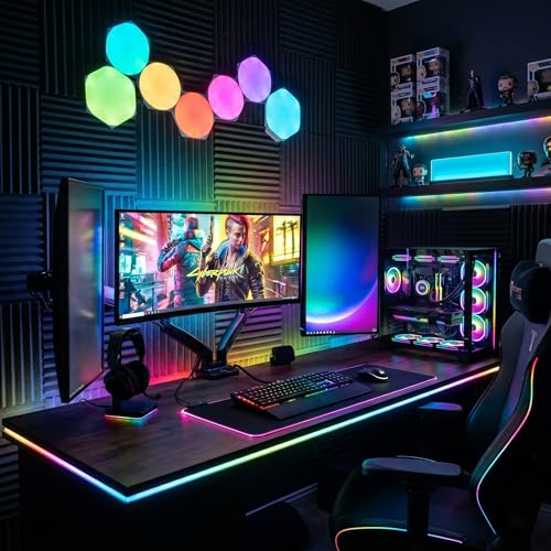 Image of Gleons WS2812B Dream Color LED Strip 5M, Individually Addressable RGB Pixel LED Light Strip, 60 LED /m 5V ARGB Flexible LED Tape with Black PCB for Gaming Room, PC, DIY Decoration
