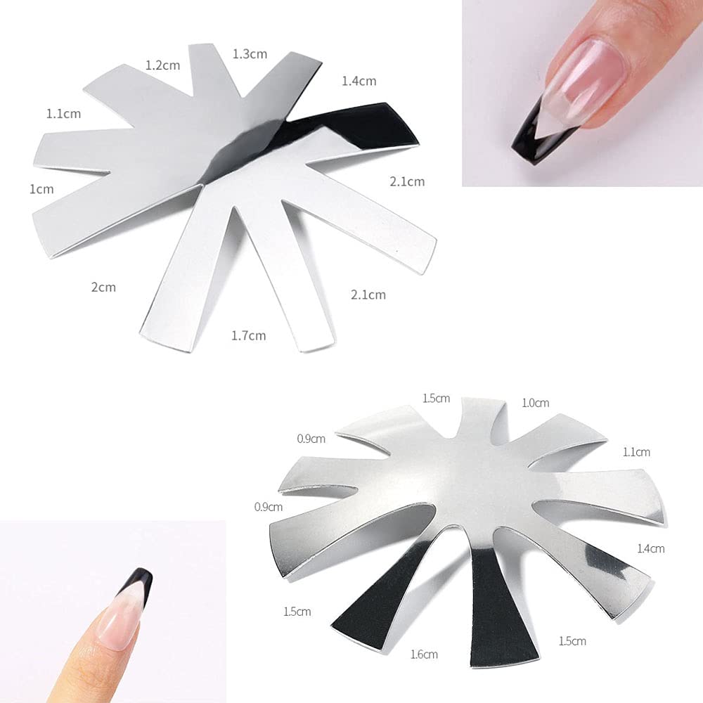 4PCS Tool Kit Nail Cutter, BetterJonny Stainless Steel Nail Art Manicure Edge Trimmer Almond Shape Easy French Smile Cut V Line Diy Plate Module