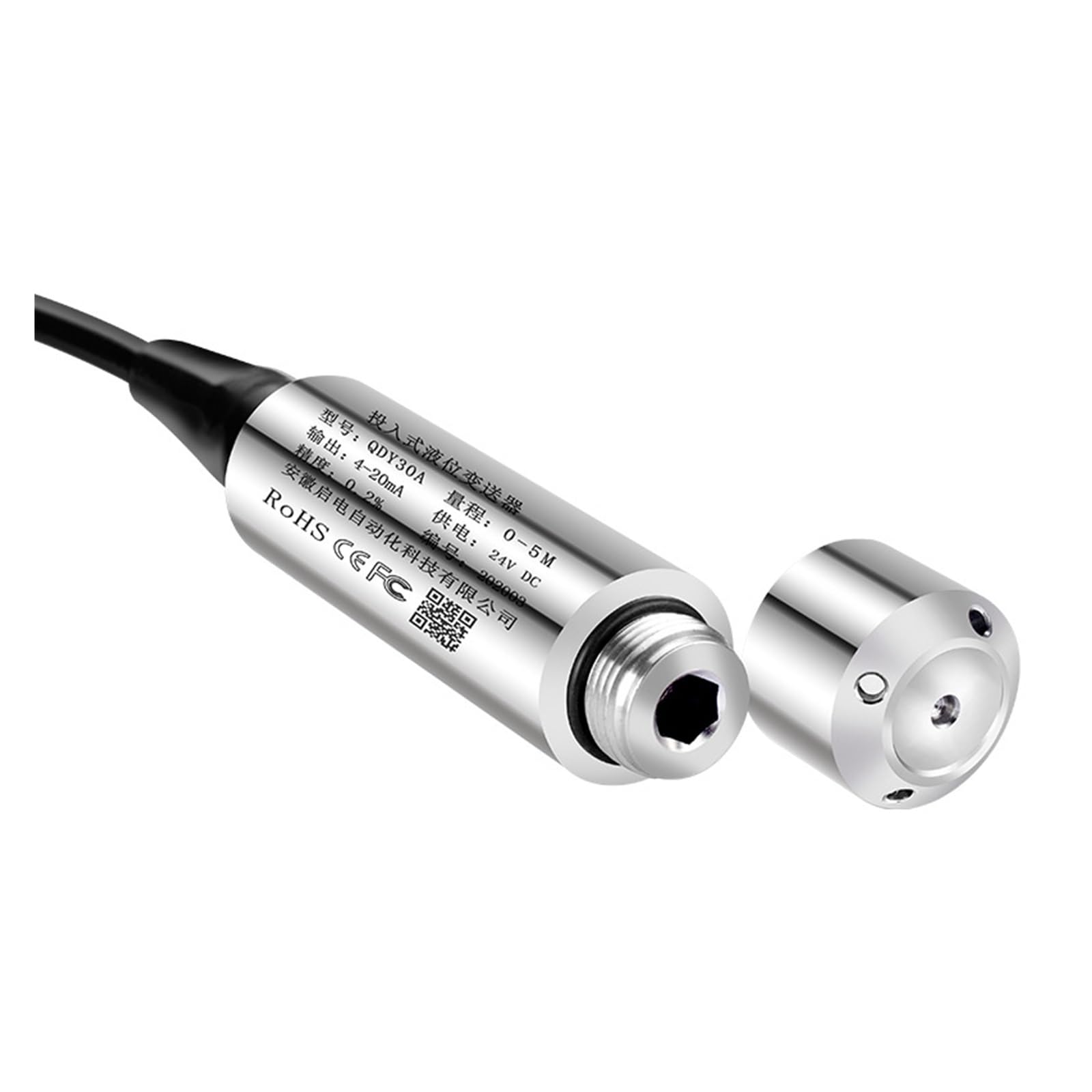 Sensor de presión de agua Transmisor de nivel de líquido sumergible de 3 cables con salida de 0 a 10 V, sensor de tanque de agua, transductor QDY30A(5m range 5m cable)