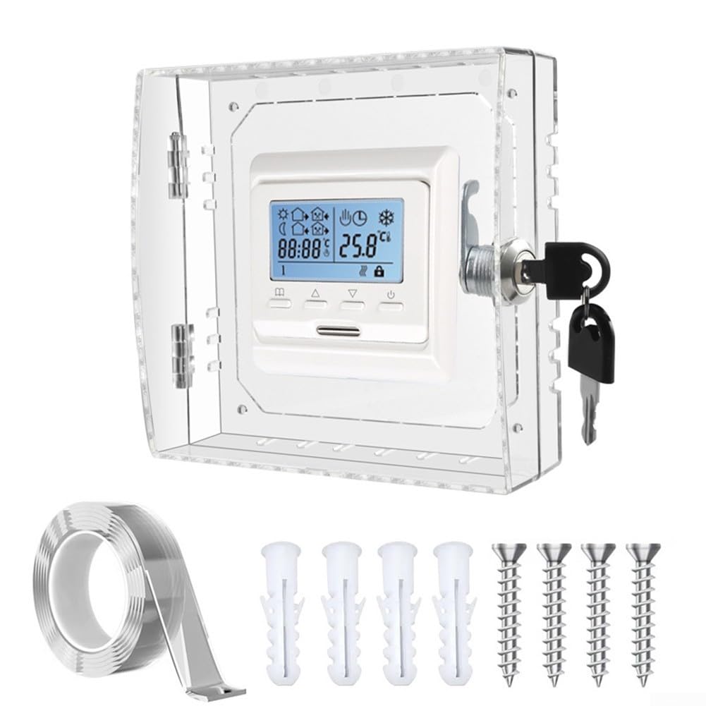 Boîtier de verrouillage pour thermostat avec 2 clés, boîte de protection thermostatique transparente, 16 x 15 x 6 cm, boîte murale pour thermostat, pour restaurants, écoles
