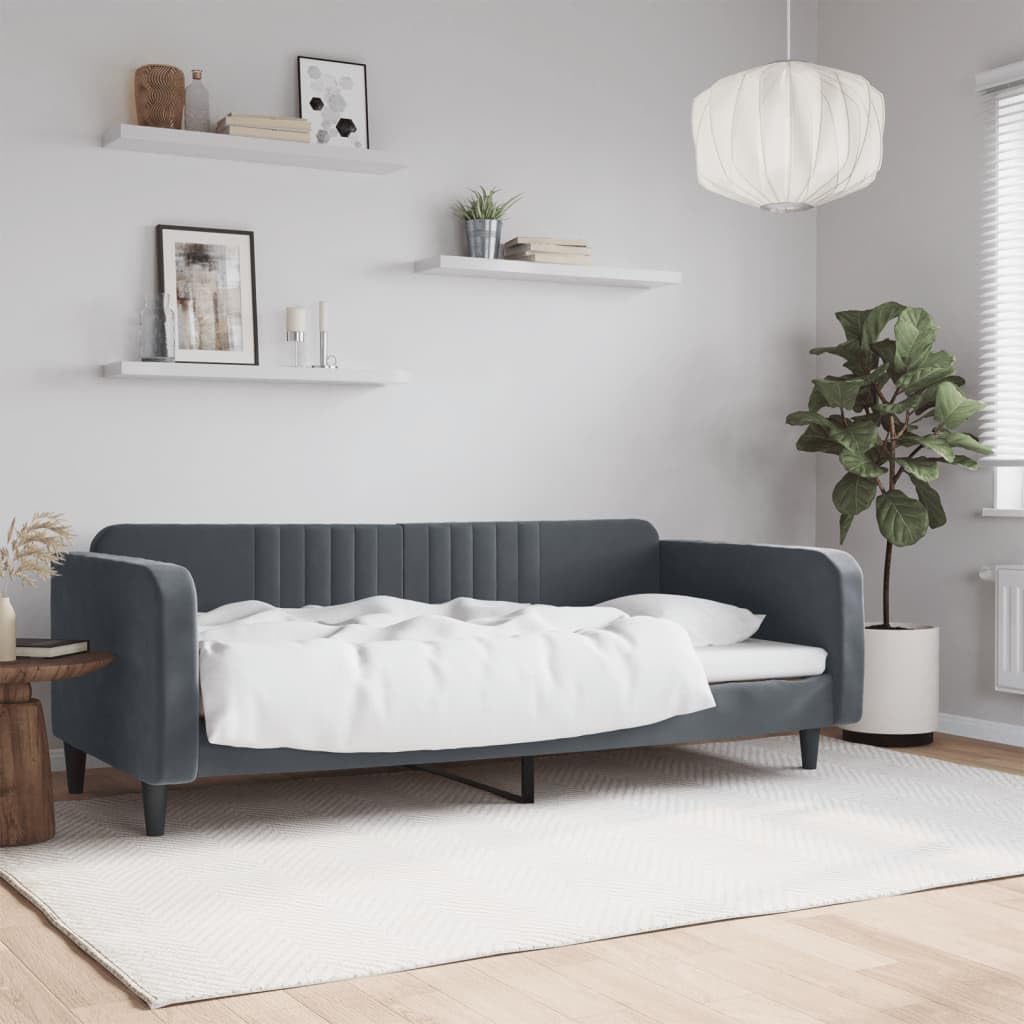 vidaXL Sofá Cama Terciopelo Gris Oscuro 90x190 cm