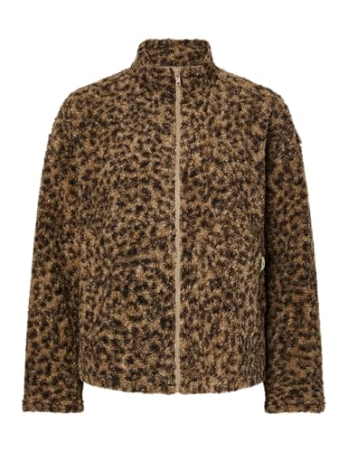 Veste teddy Pckatty PIECES pour femme en fausse fourrure bouclée beige