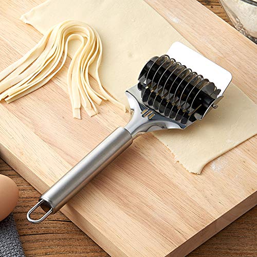 Pasta Noodle Cutter,High Grade Stainless Steel Pasta Spaghetti Maker Noodle Lattice Roller,Dough Cutter Mincer Kitchen Cooking Tools #TOP2