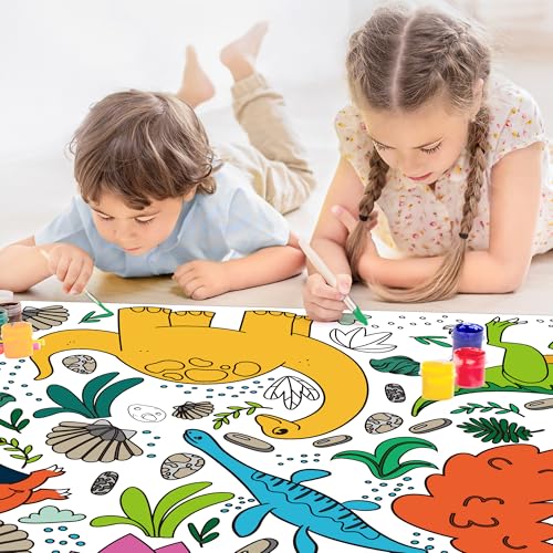 Image of OHOME Dinosaur Giant Coloring Poster /Tablecloth - Dinosaur Birthday Decorations,Kids Crafts Games Activities Toys Decor Party Decor for Classroom School