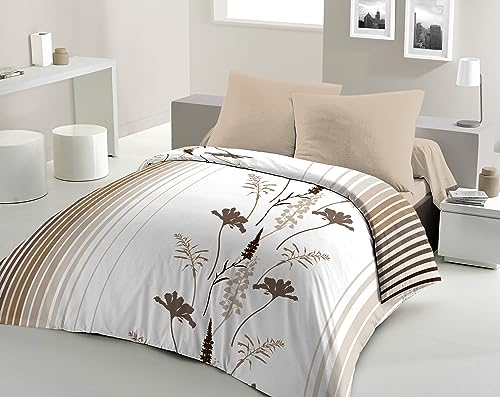 Home Linge Passion Narjiss Duvet Cover Set 240 x 260 cm Cream and Wood Shade - Image 2