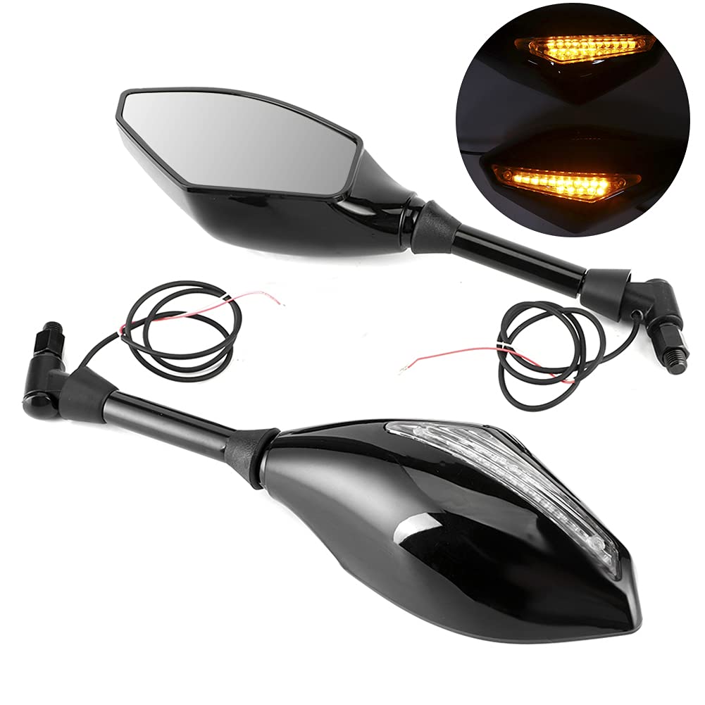 Motocyklowe kierunkowskazy LED Boczne lusterka wsteczne Para pasuje do Hondy - Montaż lusterka wstecznego z gwintem 10 mm 0,4 cala do motocykli Rowery i pojazdy elektryczne - (Czarny)