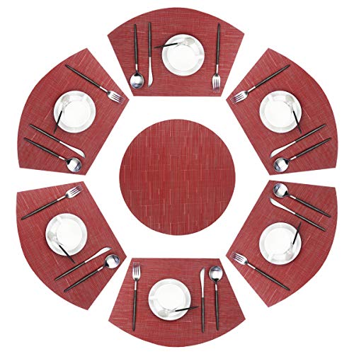 pigchcy Wedge Shape Placemat Set of 6 Placemats and Round Table Mats Washable