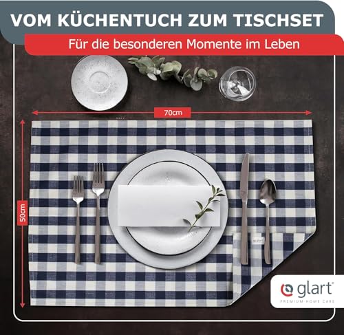 Glart 48KV1 Geschirrtücher Set – 5 Stück à 50x70 cm – 100 % Baumwolle – 300 GSM – Oeko-TEX Zertifiziert – Lila kariert – Küchenhandtücher spülmaschinenfest