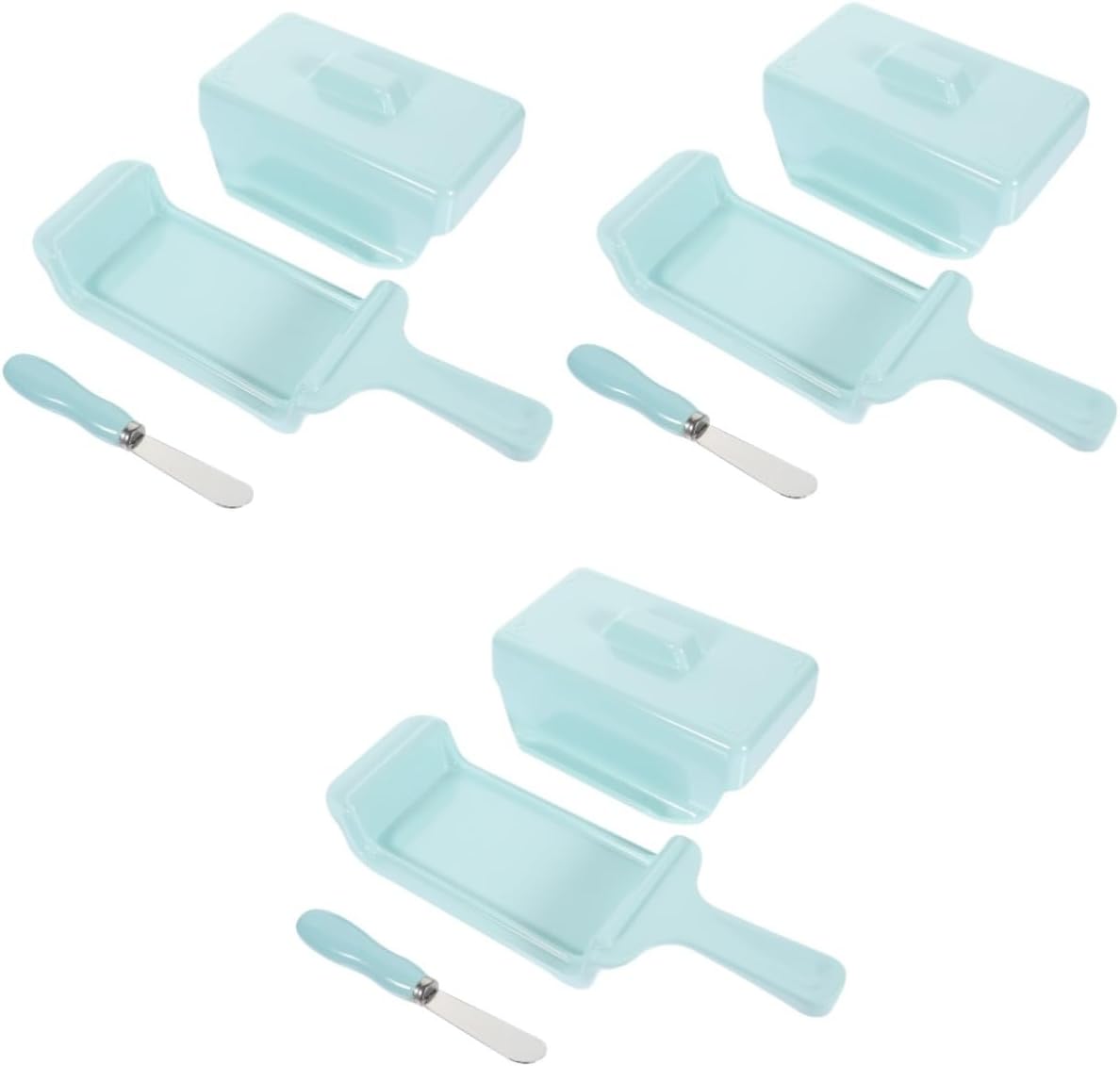 PRETYZOOM 3 Sets Box Butter Dish for Refrigerator Butter Holder Lid Cheese Container