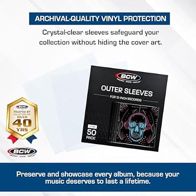 BCW 12-Inch Outer Sleeves 50 Pack | Clear 2 Mil Polypropylene | Acid-Free Archival Quality for 33 1/3 RPM Album Covers | Ideal for Collectors