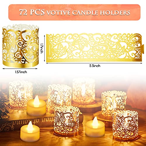 Hortsun 92 Pieces Led Votive Bulk Paper Candle Holders Tea Light Holder Flameless Battery Operated Decorative Wraps For Wedding Table Party  thumb #1