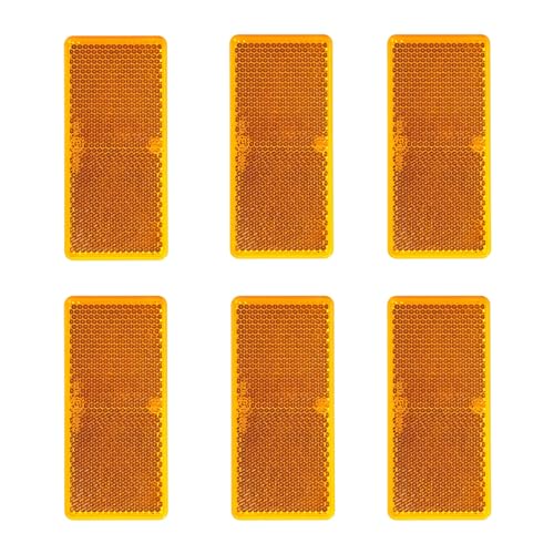 Woola 6 Stück Katzenaugen Reflektoren Orange Selbstklebend,Größe 94X44 mm Rechteckig Rückstrahler Gelb Selbstklebend für Anhänger Traktor Motorrad Zaunpfosten