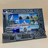 ワシントンDCメタルフォトフレーム、5インチ x 7インチ、4インチ x 6インチの写真にフィット、DCのお土産、国会議事堂ホワイトハウスのモニュメントデザイン、自立式、長方形、(ピューター)
