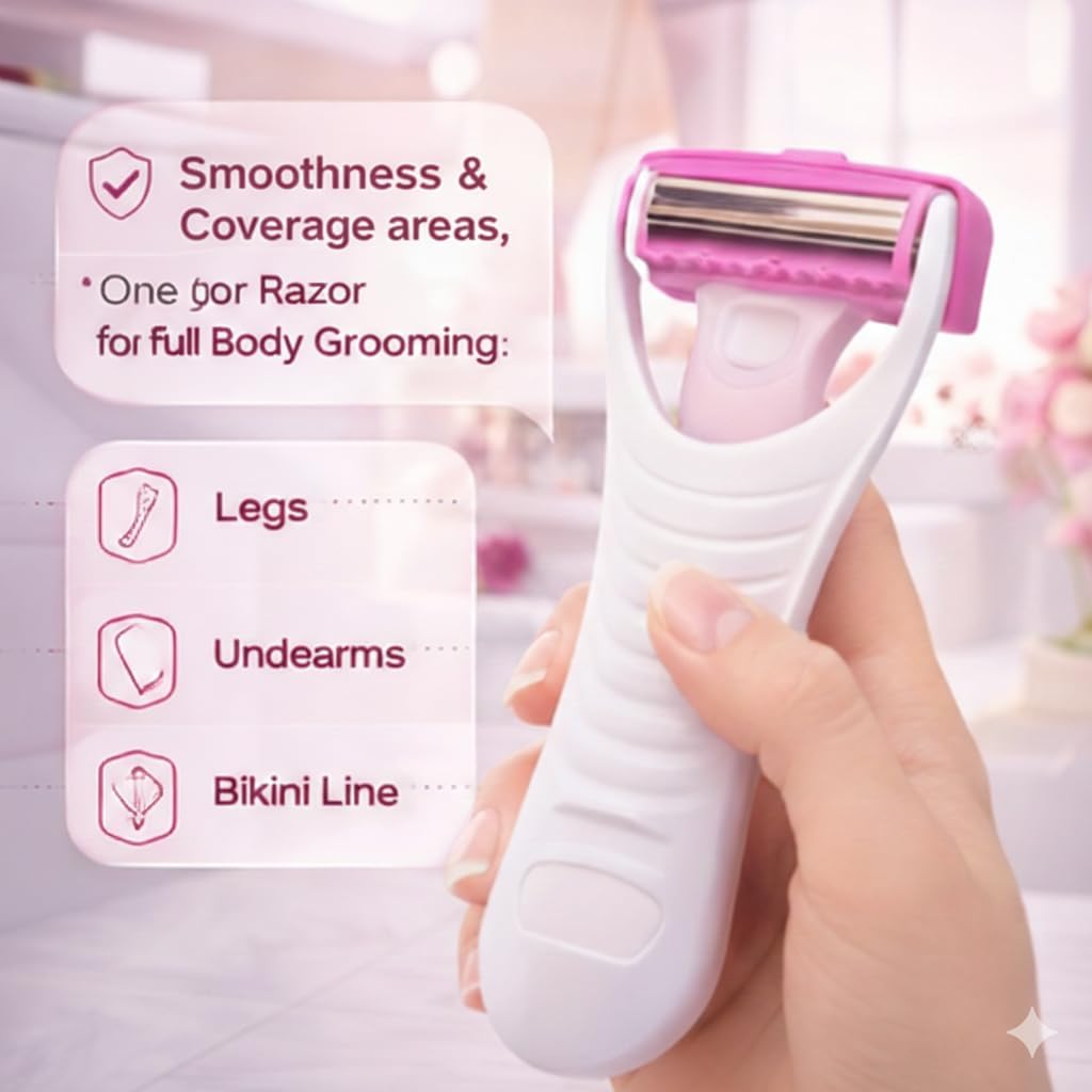 Max Women’s Body Razors Disposable Single-Edge Shaving Razors for Legs, Underarms & Bikini Line, Stainless Steel Blades for Smooth & Safe Hair Removal (Pack of 12)