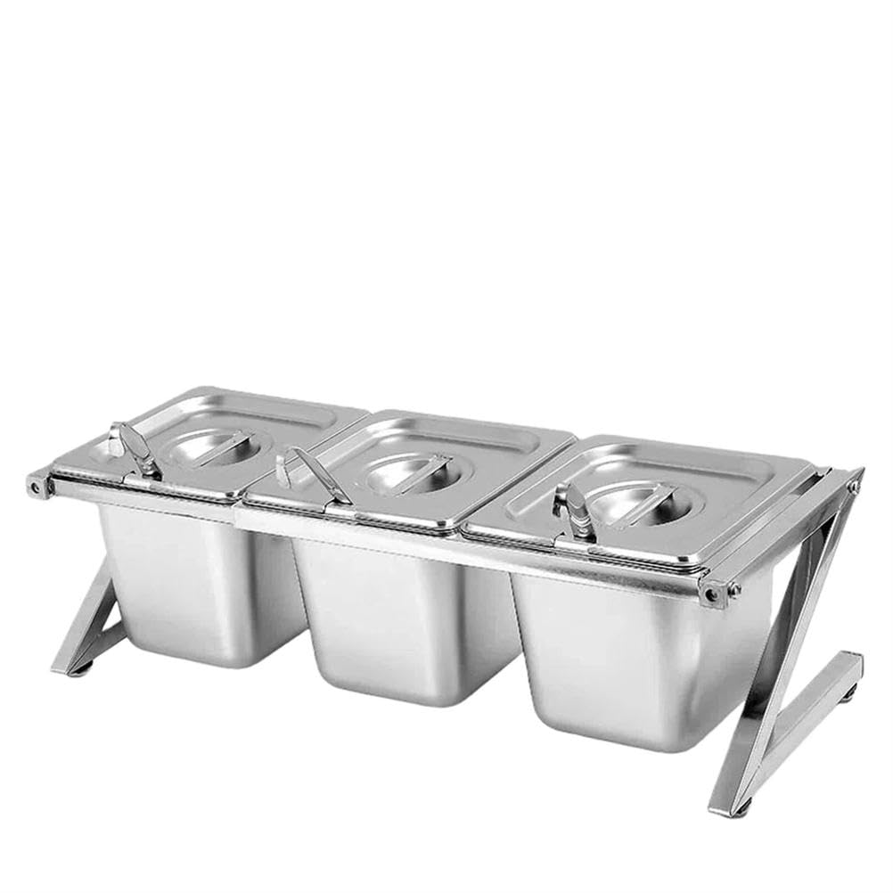 GTHTUHFD Stainless Steel Food Container Set With Lids - Condiment Dispenser & Spice Rack Organizer For Kitchen Countertop Seasoning Storage,5