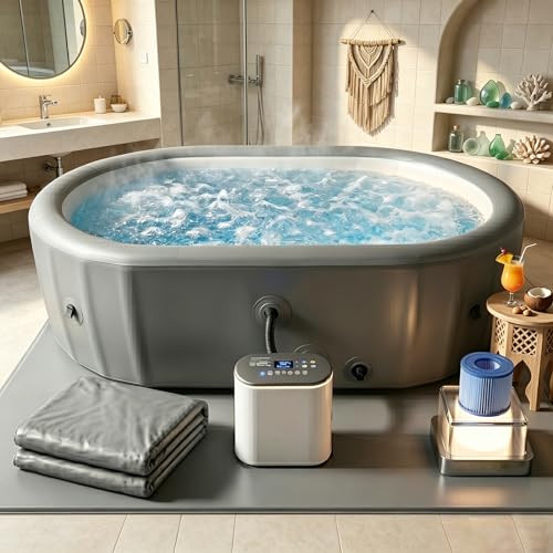 Inflatable Oval 2-Person Hot Tub, 180 Jets