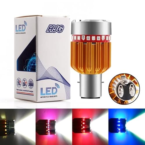 YSY 1Pcs RGB Strobe 9W White Hi-Low Beam H6 BA20D Angel Eye Fog Lamp 900LM led Bulb Motorcycle Headlights DC 9-80V Electric Car Lights (BA20D)
