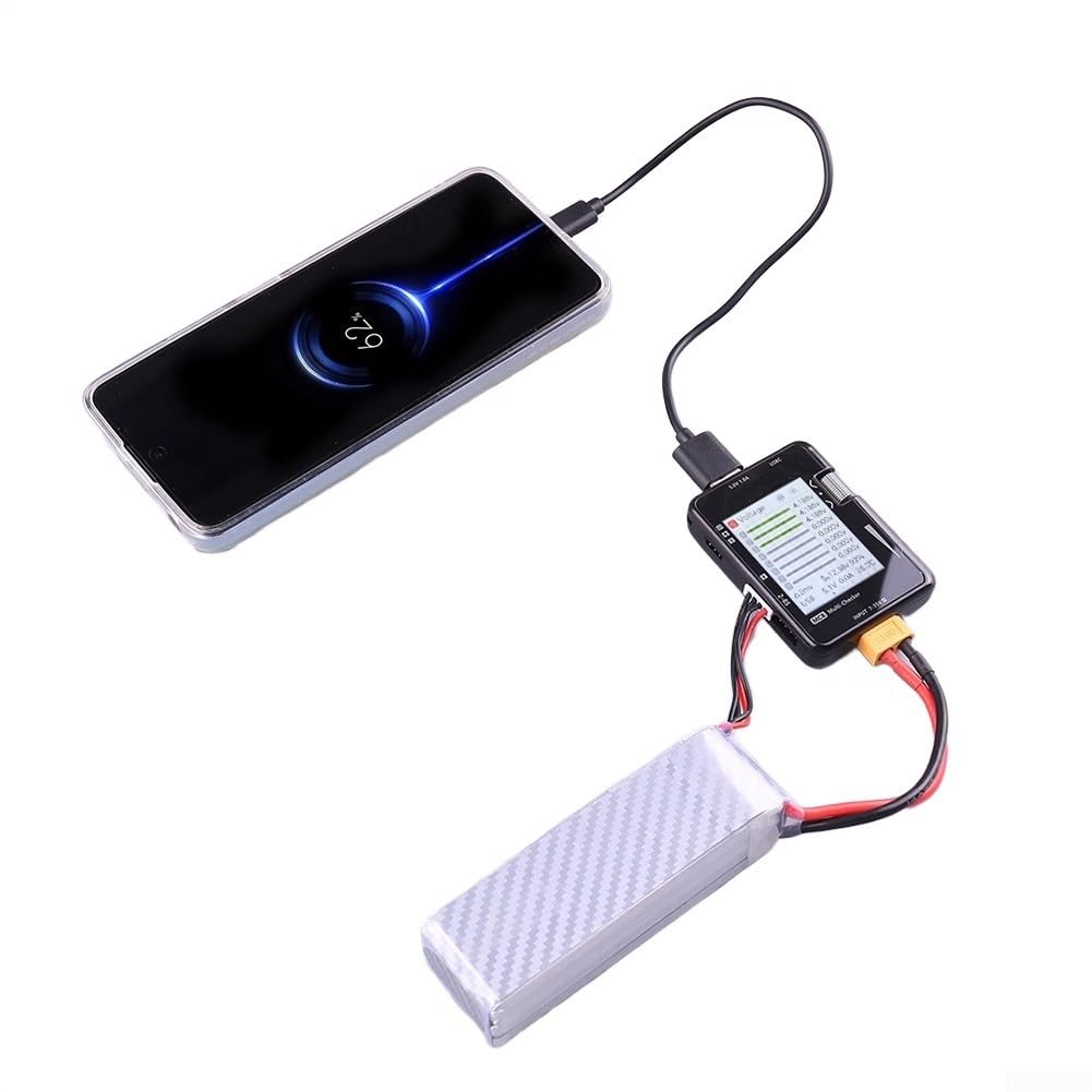 Detector de batería multifunción MC8 con pantalla de visión completa para células LiPo LiHV LiFePo Comprobación de equilibrio 7-35V Análisis de señal de entrada USB-C 20W Carga