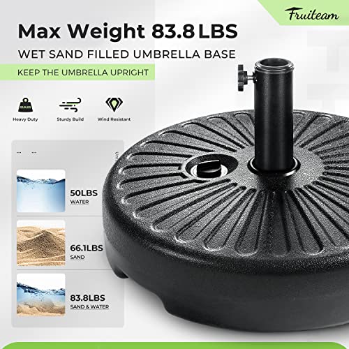 Image of FRUITEAM 51lbs Outdoor Fillable Plastic Patio Umbrella Base, Heavy Duty Market Table Umbrella Base Weighted Stand, for Outdoor, Garden, Pool (Black)