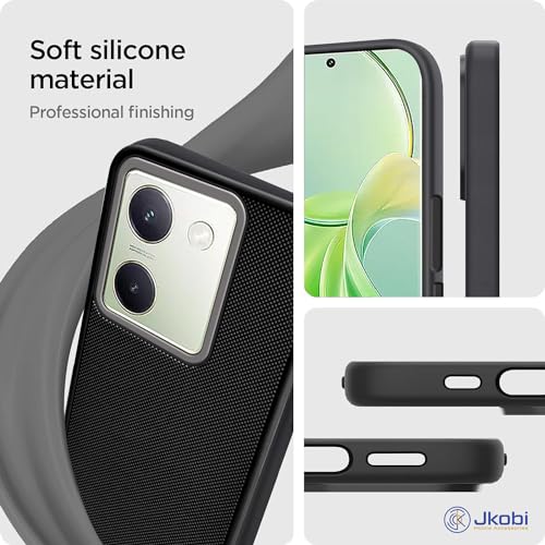 Image of Jkobi Silicone Back Cover Case for Vivo Y200 Pro 5G (Textured Grip Design | Camera Protection | Slim and Light Weight | Soft Touch and Feel | Black)