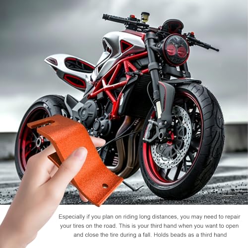 Image of KVAEY Motorcycle Tire Bead Installation Holder Hook, Off-Road Tire Removal Install Assistance Tool, Universal Wheel Tire Changing Tool for Dirt Bike, Motorcycle Accessories (Orange)