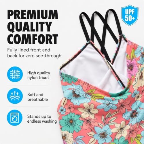 Image of Kanu Surf Girls' Reese UPF 50 Beach Sport Criss-Cross One Piece Swimsuit