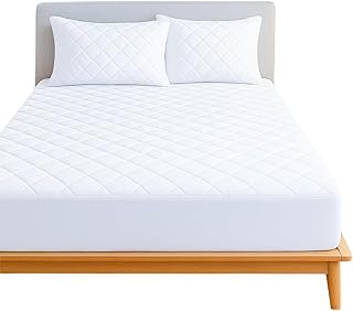 Oxford Homeware Double Mattress Protector Fits Up to 30 cm Extra Deep - Anti Allergy Breathable Microfiber Quilted Fitted Mattress Cover (Skirt, 140 x 193 Cm)