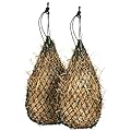 Majestic Ally 2 pcs Slow Feed 42” Hay Net for Horses, Strong Small 2x2” Holes, Nylon Rope Hanging, Adjustable Travel Feeder for Trailer and Stall, Simulates Grazing, Reduce Waste (Hunter Green)