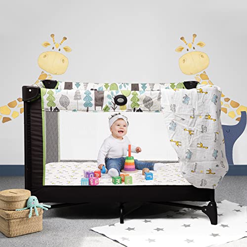 Muslin Pack N Play Sheets| 24"X 38", 100% Cotton Mini Crib Fitted Cover Sheets, Fit For Graco Pack N Play And Other 27" X 39" Playard Mattress, Neutral Color For Baby Boy & Girl, 2 Pack (Animal) #TOP5