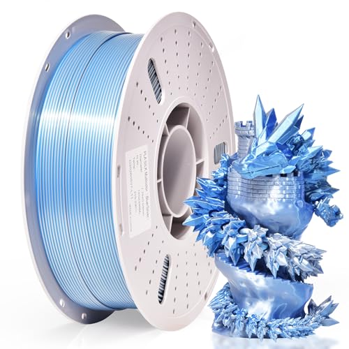 Image of PINBALL Silk PLA 3D Printer Filament 1.75mm Shiny Silk Dual Color Filament 3D Printing PLA Filament Dimensional Accuracy + /- 0.02mm 1 KG Silk Dual Color Blue-Silver