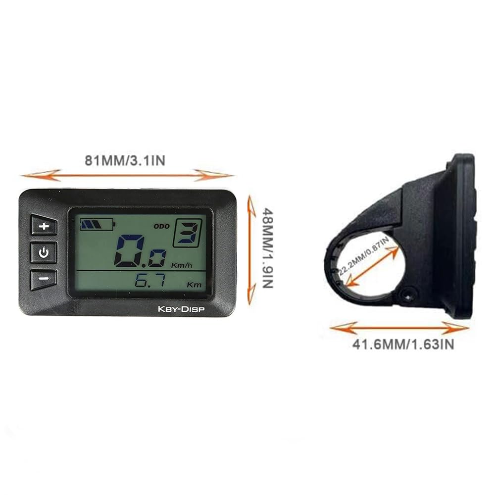 Écran LCD pour Vélo Electrique Key-Disp KD21C Panneau de Contrôle avec Prise Etanche Ordinateur de Vélo 36V/48V Affichage de Vélo électrique