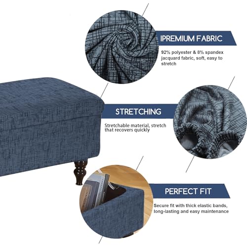 Image of FUANGUI Ottoman Cover Stretch Storage Ottoman Bench Slipcover Jacquard Folding Storage Bench Ottoman Cover Footrest Stool Slipcover Footstool Protector Cover with Elastic Bottom Fit Length,Medium