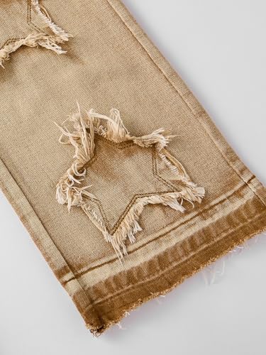 Viatabuna Girl's Y2K Baggy Jeans Cute Star Wide Leg Denim Pants Loose Elastic Waist Straight Jeans for Kids Girls 7-14 Years4