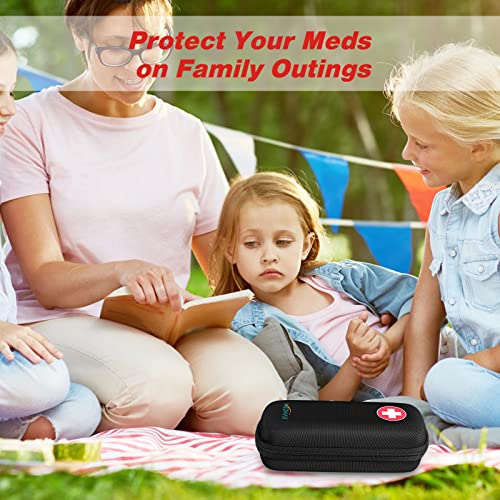 MEDMAX Epipen Medical Carrying Case, Hard Shell EVA Shock Absorption Travel Medication Organizer Bag Emergency Medical Pouch Holds 2 EpiPens, Asthma Inhaler, Auvi-Q, Allergy Supplies, (*Black) - Image 6