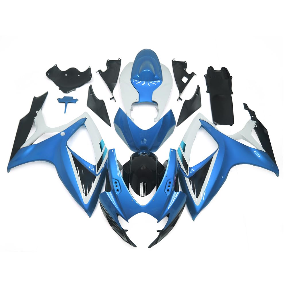 Blue Black White Fairings For Suzuki GSXR600 GSXR750 K6 2006 2007Body Kits | Strong & Durable ABS Plastic Material; Injection Molded Fairing Kit; 3-7