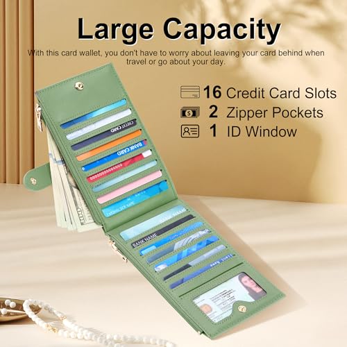 Image of Travelambo Leather Wallets for Women Slim RFID Blocking Bifold Credit Card Holder Wallet