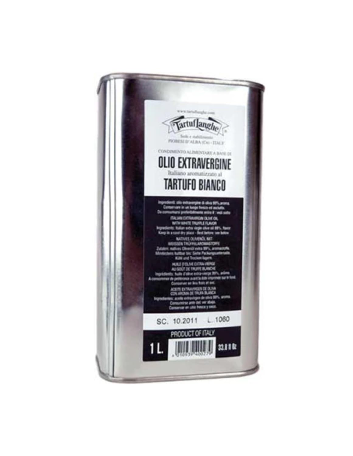 Tartuflanghe Huile d'Olive Vierge Extra Aromatisée Truffe Blanche 0,1% Tuber Melanosporum 1L/Bidon - Livraison Gratuite France (1 bidon)